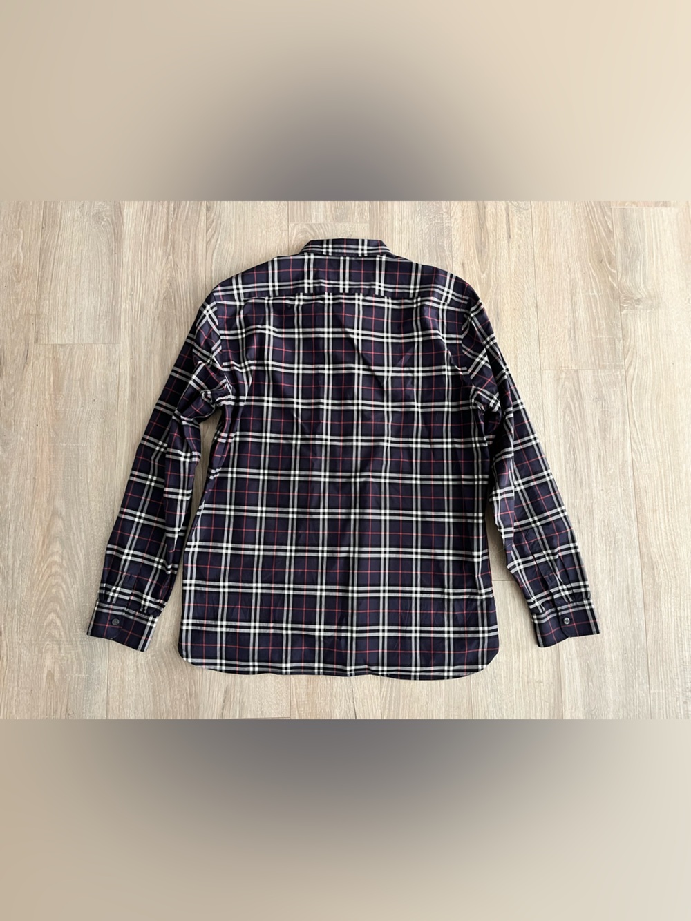 BURBERRY Men’s George Check Button Down Shirt Blue/White/Red - Size XL - Picture 9 of 9